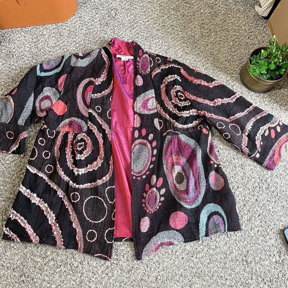 ANU cardigan sweater jacket 100% wool lagenlook hippie Boho Artsy Gypsy XL - Picture 7 of 7